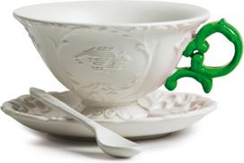 Seletti Arbatos puodelis I-Tea su lėkštute ir šaukštu žalios spalvos