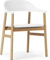 Normann Copenhagen Kėdė Herit šviesus ąžuolas odinė sėdimoji dalis su porankiais baltos spalvos