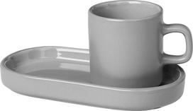 Blomus Espresso puodeliai Pilar su lėkštute mirage grey 2 vnt.