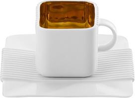 Ćmielów Design Studio Puodelis System su lėkštute paauksuota balta
