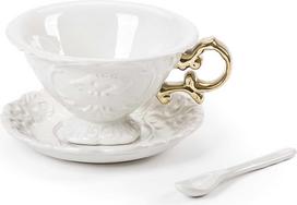 Seletti Arbatos puodelis I-Wares Gold su lėkštute ir šaukštu