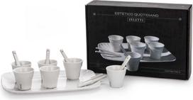 Seletti Espresso puodeliai Estetico Quotidiano su šaukštais ir padėklu 6 vnt.