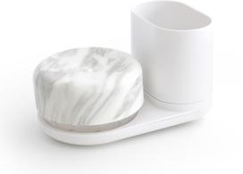 Bosign Šepečių laikiklis su ploviklio dozatoriumi Caddy Compact Do-Dish marmuro imitacija