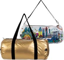 LOQI Maišas LOQI Weekender Kristjana S Williams Interiors Gold & World Skyline dviejų pusių S