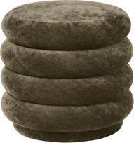 Ferm Living Pufas Round Velvet tamsiai žalios spalvos