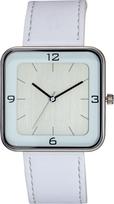 NeXtime Laikrodis Square Wrist su sidabriniu apvadu baltos spalvos