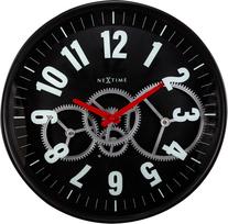 NeXtime Sieninis laikrodis Modern Gear Clock juodos spalvos