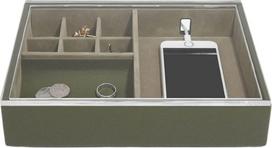 Stackers Dėžutė papuošalams ir telefonui Stackers Pebble Classic su dangteliu alyvuogių spalvos