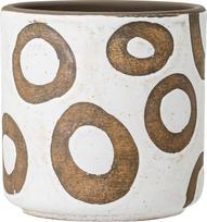 Bloomingville Gėlių vazono įdėklas Avo su apskritimais baltos spalvos 12 cm