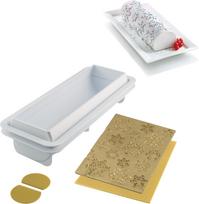 Silikomart Pyrago forma Frozen Buche su struktūriniu kilimėliu dekoravimui 2 komp.