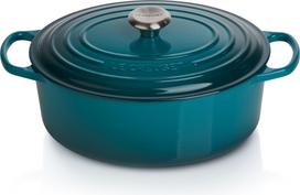 Le Creuset Kepimo indas Signature ovalios formos jūros mėlynos spalvos 31 cm