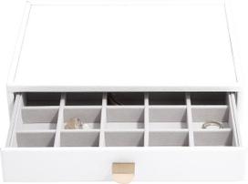 Stackers Papuošalų dėžutė Stackers Pebble 20 skyrių su stalčiumi baltos spalvos classic