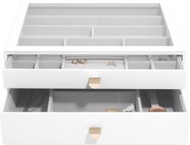 Stackers Papuošalų dėžutė Stackers Pebble su 2 stalčiais baltos spalvos supersize