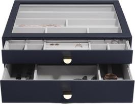 Stackers Papuošalų dėžutė Stackers Pebble su 2 stalčiais mėlynos spalvos supersize