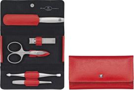 Zwilling Manikiūro reikmenys Twinox odiniame horizontaliame dėkle raudonos spalvos 5 vnt.