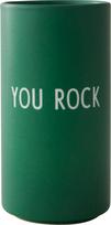 Design Letters Vazos dėklas su žvakide Favourite YOU ROCK žalios spalvos