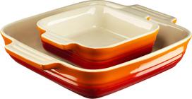 Le Creuset Kepimo formos Le Creuset kvadratinės formos liepsnojančios oranžinės spalvos 14 + 23 cm 2 vnt.
