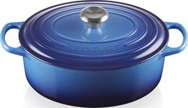 Le Creuset Kepimo indas Signature ovalios formos sodrios mėlynos spalvos 29 cm