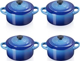 Le Creuset Kepimo ir serviravimo indas Mini Cocotte sodrios mėlynos spalvos 250 ml 4 vnt.