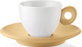 Guzzini Espresso puodeliai Everyday su lėkštute garstyčių spalvos 4 vnt.