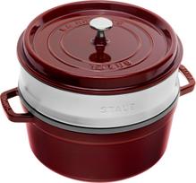 Staub Puodas La Cocotte iš ketaus su garinimo įdėklu tamsiai raudonos spalvos 5,25 l