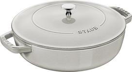 Staub Keptuvė Staub gilios formos su dvejomis rankenomis ir dangčiu baltojo triufelio spalva 28 cm
