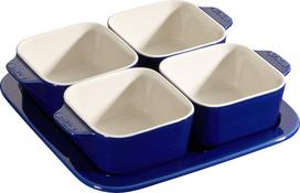 Staub Užkandžių dubenėliai Staub kvadratinės formos su stovu mėlynos spalvos 500 ml 5 vnt.