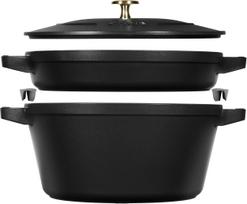 Staub Puodas Staub su keptuve ir dangčiu juodos spalvos 24 cm 3 komp.