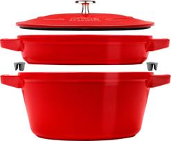 Staub Puodas Staub su keptuve ir dangčiu raudonos spalvos 24 cm 3 komp.