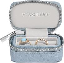 Stackers Kelioninė dėžutė žiedams Stackers pilkai mėlynos spalvos mini