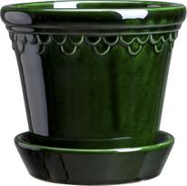 Bergs Potter Vazonas Københavner su stovu glazūruota žalios spalvos 10 cm