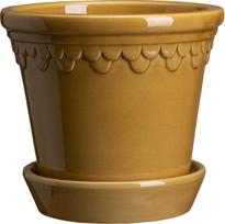 Bergs Potter Vazonas Københavner su stovu glazūruota geltonos spalvos 21 cm