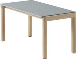 Muuto Kavos staliukas Couple gofruotas ant šviesaus ąžuolo kojų šviesiai žydros spalvos 40 x 84 x 40 cm
