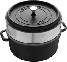 Staub Puodas La Cocotte iš ketaus su garinimo įdėklu juodos spalvos 3,8 l