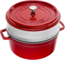 Staub Puodas La Cocotte iš ketaus su garinimo įdėklu raudonos spalvos 3,8 l