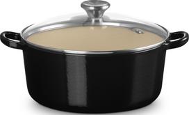 Le Creuset Kepimo indas Tradition Collection su stikliniu dangteliu juodai matinės spalvos 22 cm