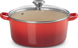 Le Creuset Kepimo indas Tradition Collection su stikliniu dangteliu vyšninės spalvos 22 cm