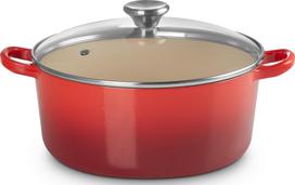 Le Creuset Kepimo indas Tradition Collection su stikliniu dangteliu vyšninės spalvos 24 cm