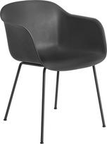 Muuto Fotelis Fiber Tube ant plieninių kojų juodos spalvos