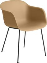 Muuto Fotelis Fiber Tube ant plieninių kojų ochros spalvos