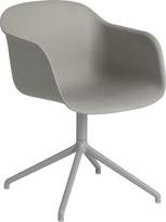 Muuto Besisukantis fotelis Fiber Swivel su aliuminio kojomis pilkos spalvos