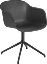 Muuto Besisukantis fotelis Fiber Swivel su aliuminio kojomis juodos spalvos