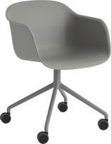 Muuto Fotelis ant ratukų Fiber Swivel su aliuminio kojomis pilkos spalvos