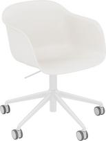 Muuto Fotelis ant ratukų Fiber Swivel su aliuminio kojomis su reguliuojamu aukščiu baltos spalvos