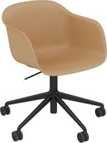 Muuto Fotelis ant ratukų Fiber Swivel su aliuminio kojomis su reguliuojamu aukščiu ochros spalvos