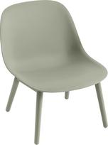 Muuto Kėdė Fiber ant medinių kojų pilkos ir žalios spalvos 38 cm
