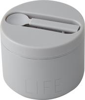 Design Letters Termosinė pietų dėžutė To Go Life su šaukštu pilkos spalvos mažo dydžio 2 komp.