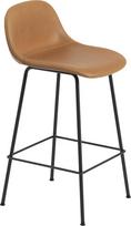 Muuto Taburetė Fiber Tube Refine Leather Cognac su apmušalu su atlošu 65 cm