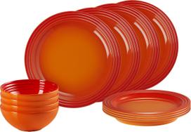 Le Creuset Indų rinkinys pietums Le Creuset liepsnojančios oranžinės spalvos 12 komp.