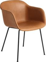 Muuto Fotelis Fiber Tube iš odos konjako rudos spalvos